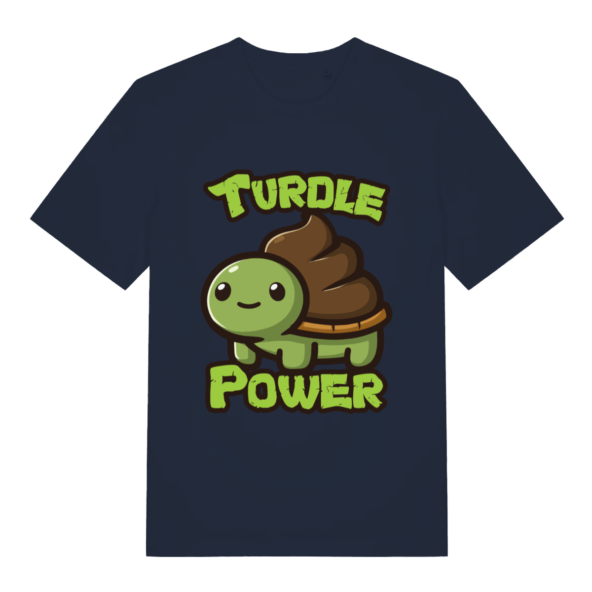 Navy Turdle Power women’s funny graphic t-shirt featuring ultimate toilet humour animal print  