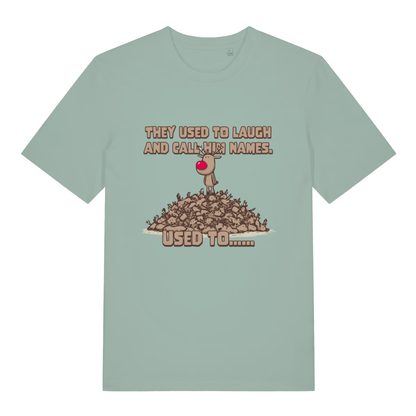 Aloe Used To Laugh women’s funny Christmas t-shirt with classic Rudolph pile of reindeer design  