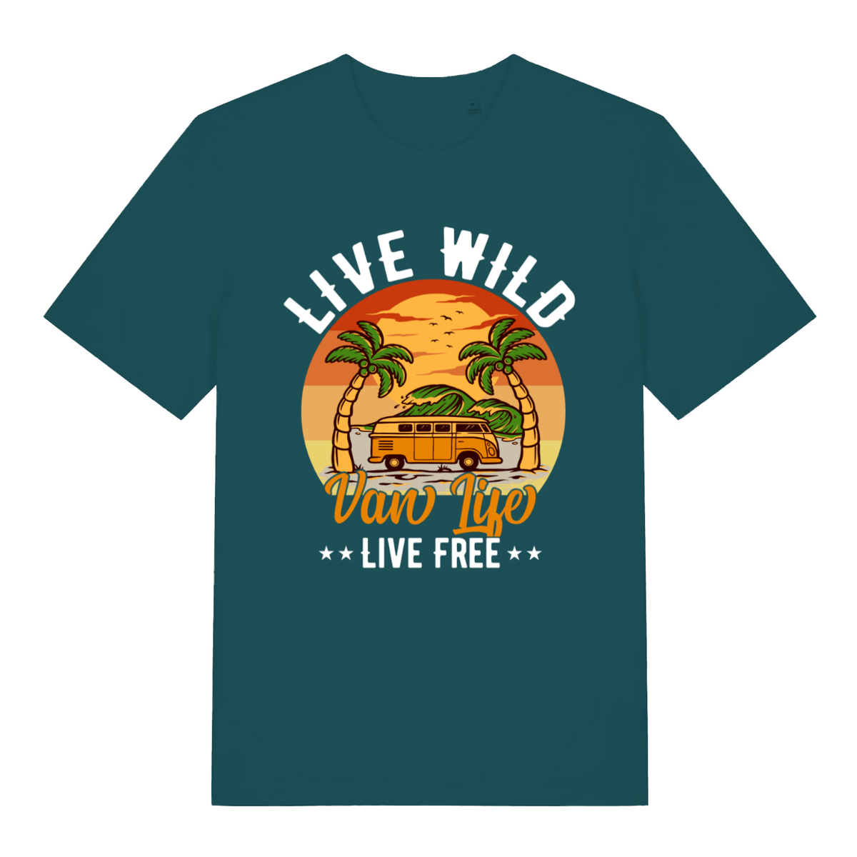 Green Van Life Wild women’s funny graphic t-shirt featuring witty van life live free print  