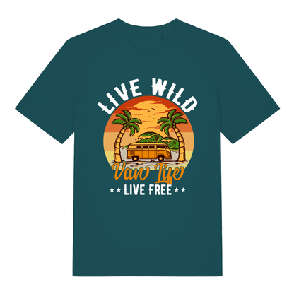 Green Van Life Wild women’s funny graphic t-shirt featuring witty van life live free print  