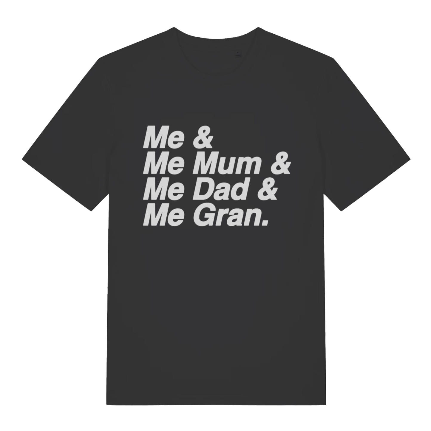 Black Vindaloo men’s funny slogan t-shirt with classic Me Mum Dad Gran England football text  