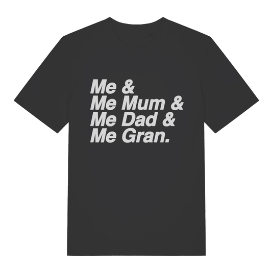 Black Vindaloo men’s funny slogan t-shirt with classic Me Mum Dad Gran England football text  