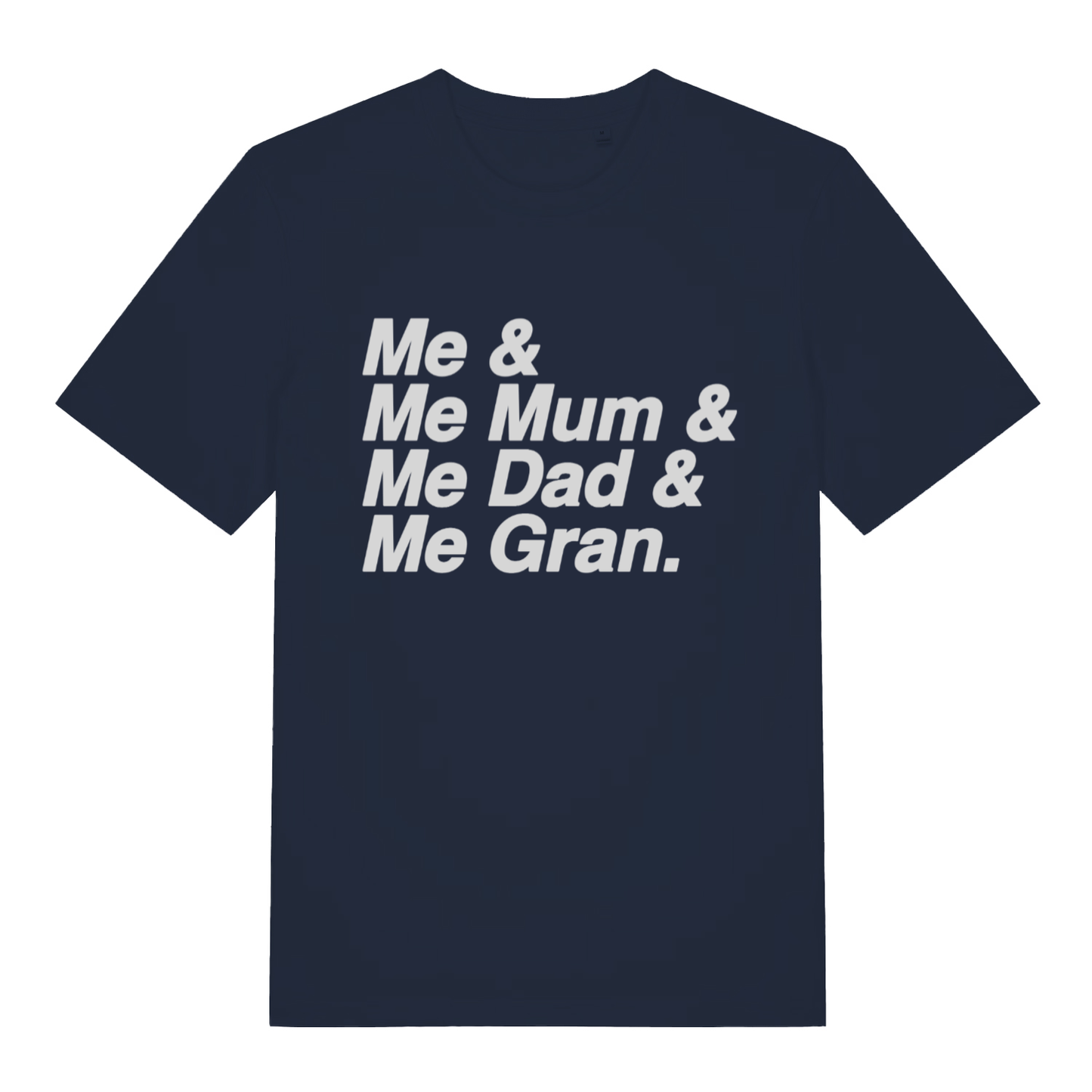 Navy Vindaloo men’s funny slogan t-shirt featuring ultimate Me Mum Dad Gran England football print  