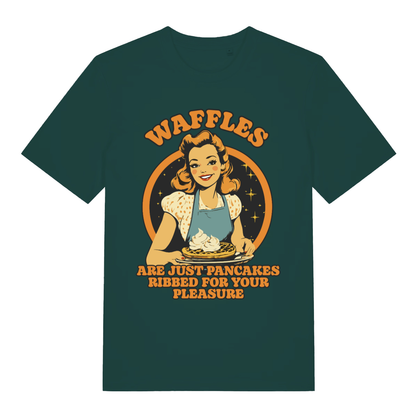Green Waffles men’s funny graphic t-shirt showing classic pancakes ribbed for pleasure design  