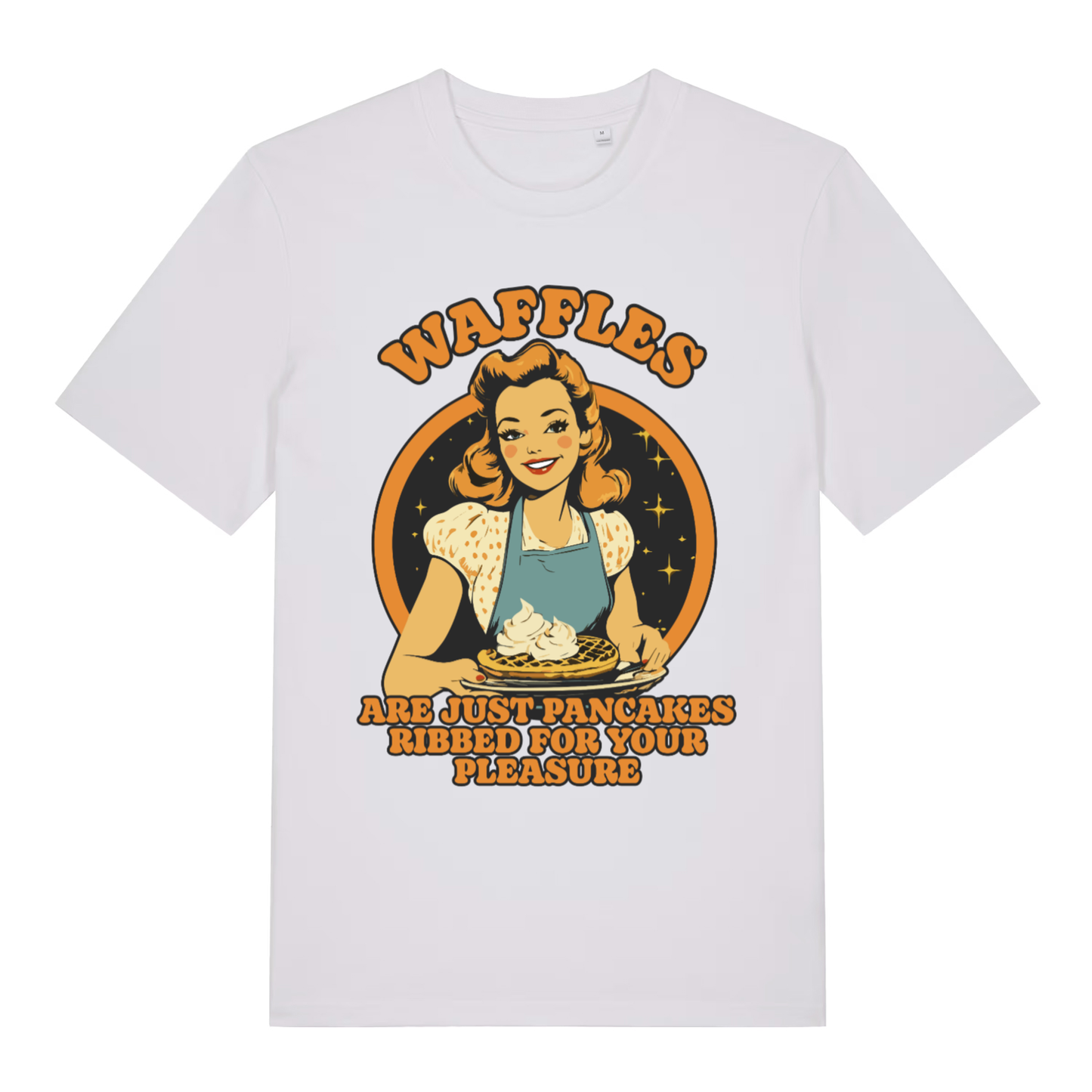 White Waffles men’s funny graphic t-shirt with witty retro waffle joke design  