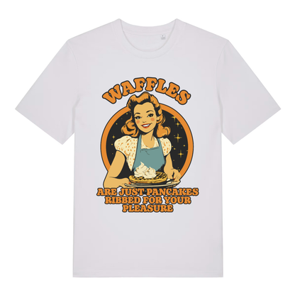 White Waffles men’s funny graphic t-shirt with witty retro waffle joke design  