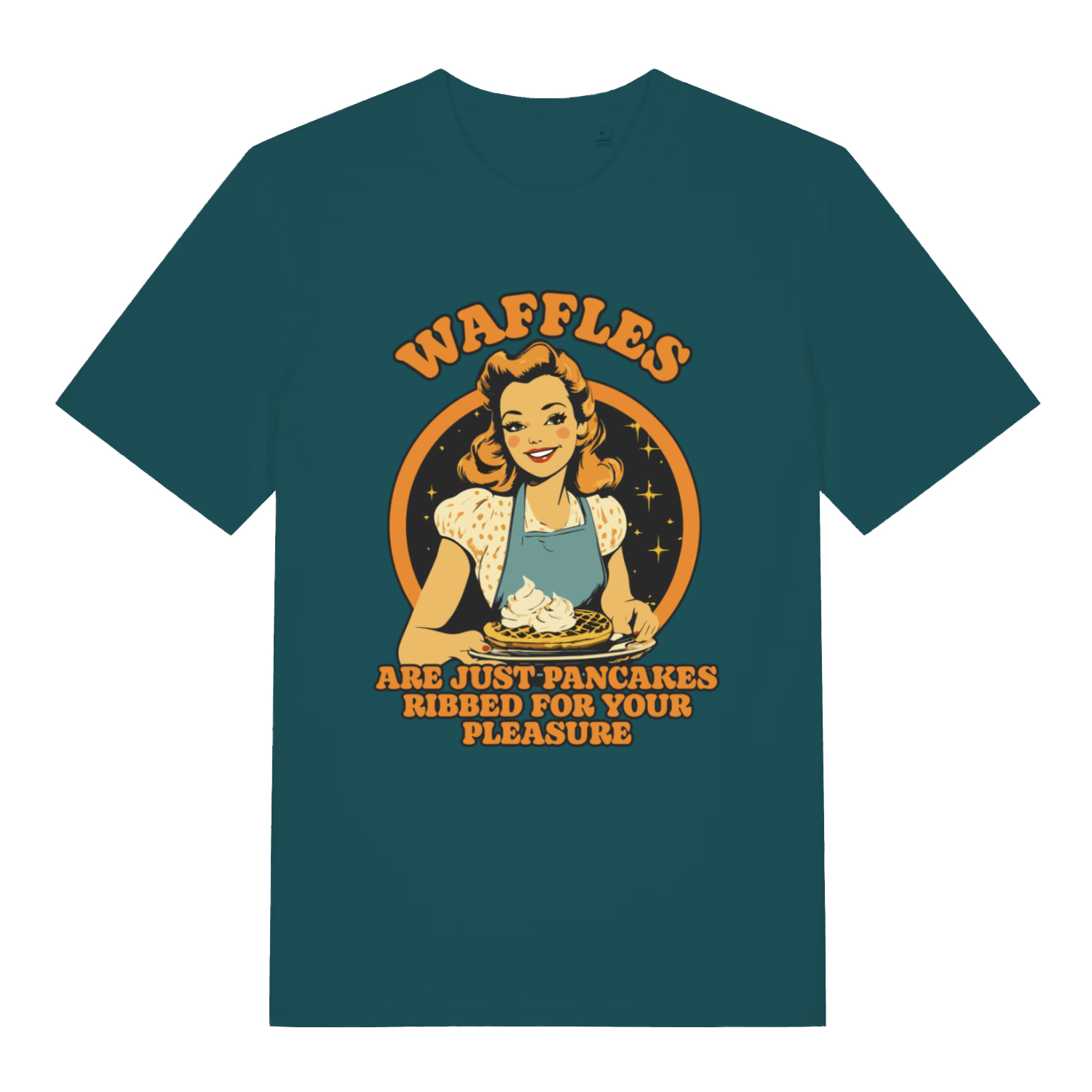 Green Waffles women’s funny graphic t-shirt featuring witty ribbed for your pleasure print  