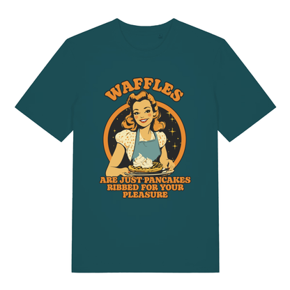 Green Waffles women’s funny graphic t-shirt featuring witty ribbed for your pleasure print  