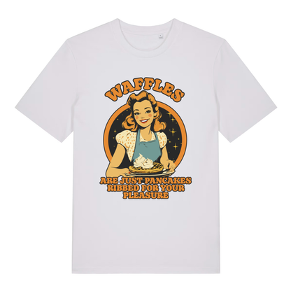 White Waffles women’s funny graphic t-shirt featuring classic ribbed for your pleasure print  