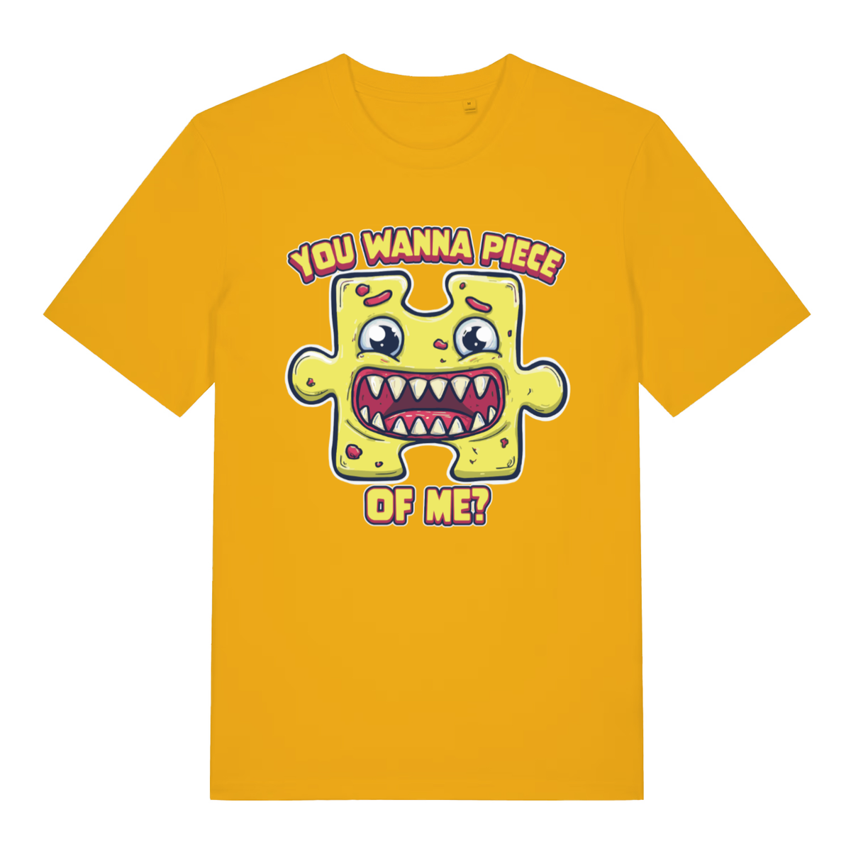 Yellow Wanna Piece men’s funny graphic t-shirt with witty you wanna piece of me design  