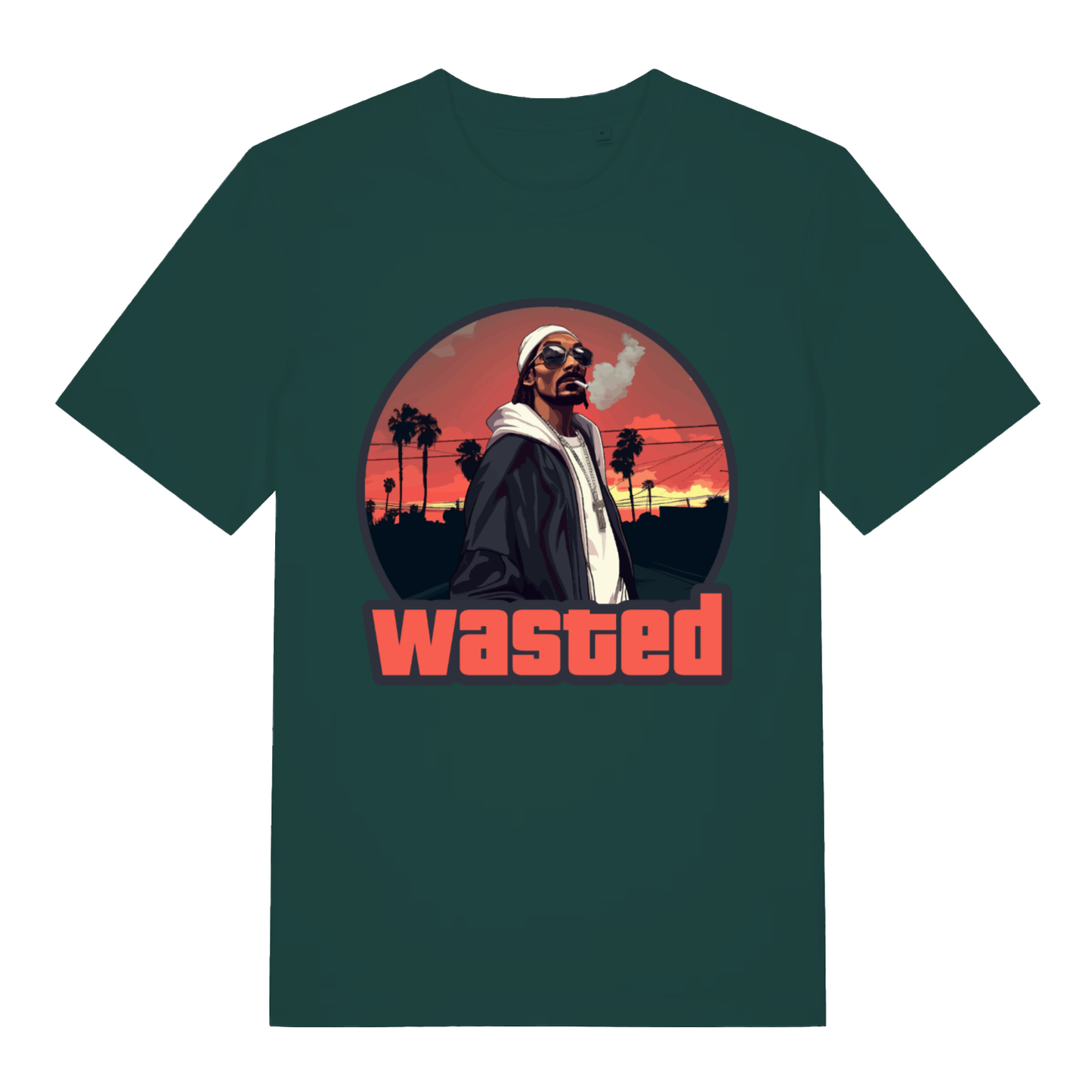 Green Wasted men’s funny graphic t-shirt with bold Snoop Dogg GTA graphic  