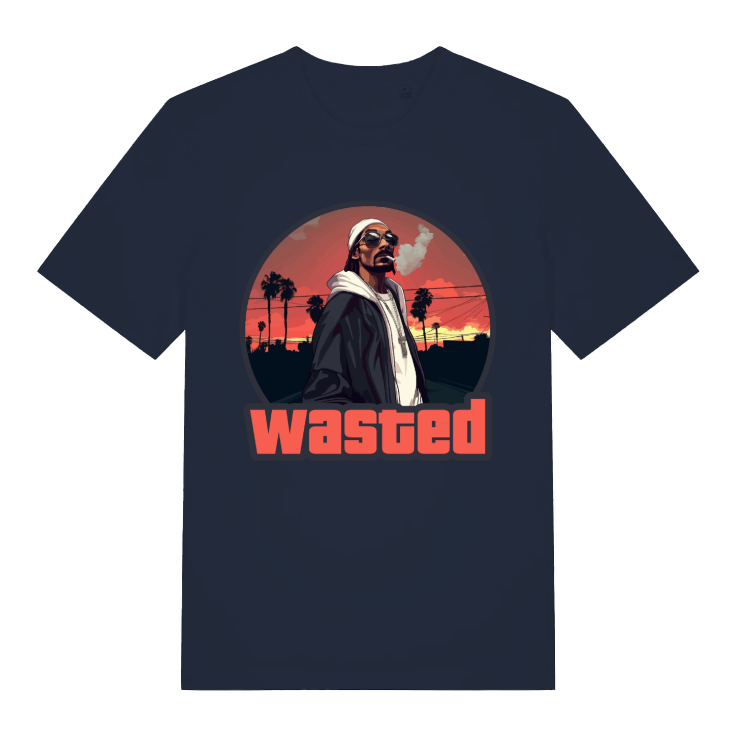Navy Wasted men’s funny graphic t-shirt featuring ultimate Snoop Dogg wasted print  