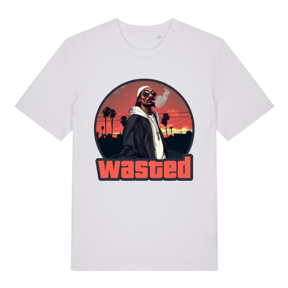 White Wasted men’s funny graphic t-shirt with witty GTA Snoop Dogg design  