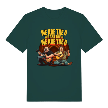 Green We Are The D men’s funny graphic t-shirt with Tenacious D inspired design  