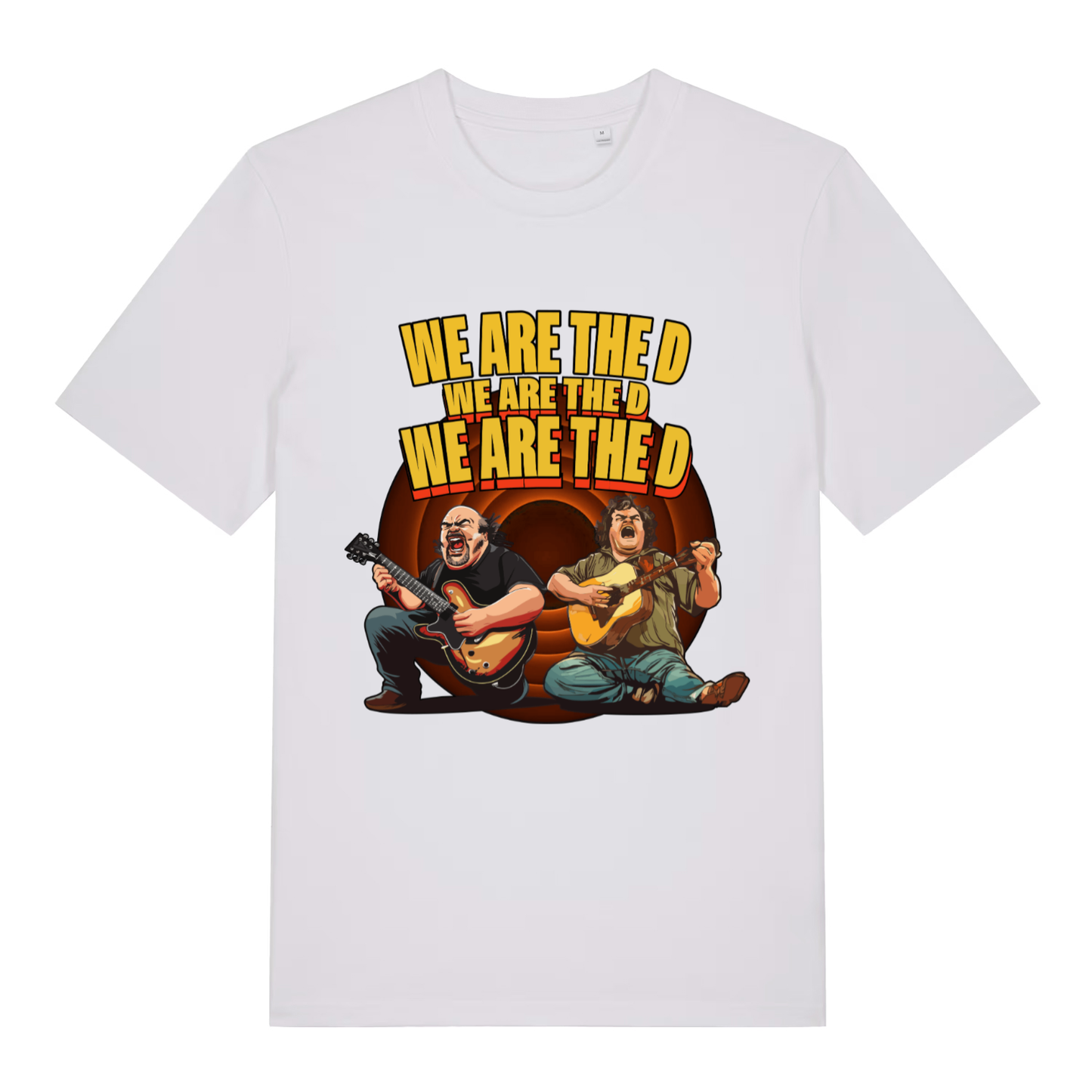 White We Are The D women’s funny graphic t-shirt with witty rock parody design  