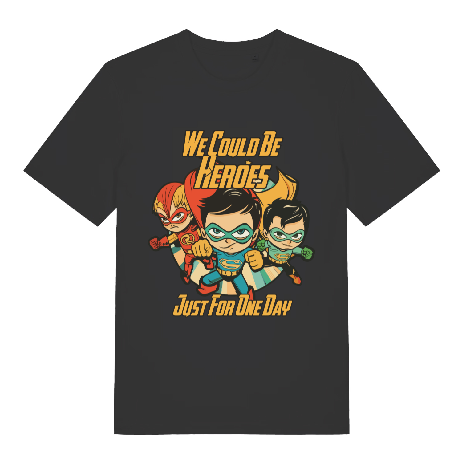 Black We Could Be Heroes women’s funny graphic t-shirt with cartoon superhero design  
