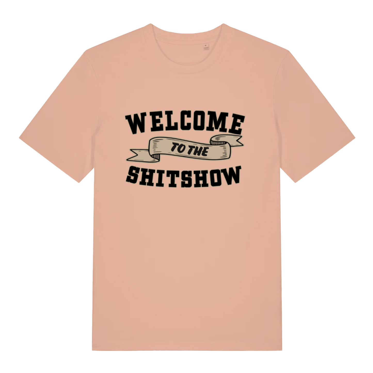 Peach Welcome To The Shitshow men’s funny slogan t-shirt with classic shitshow statement  