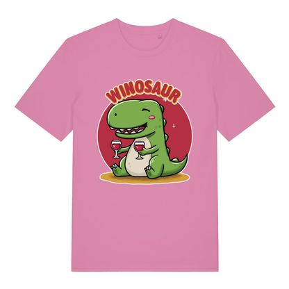 Pink Winosaur women’s funny graphic t-shirt with classic winosaur cartoon design  