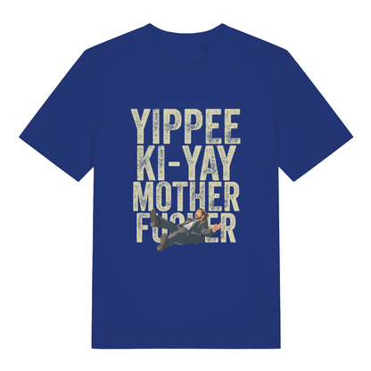 Blue Yippee Ki-Yay men’s funny Christmas t-shirt featuring classic motherfucker holiday print  