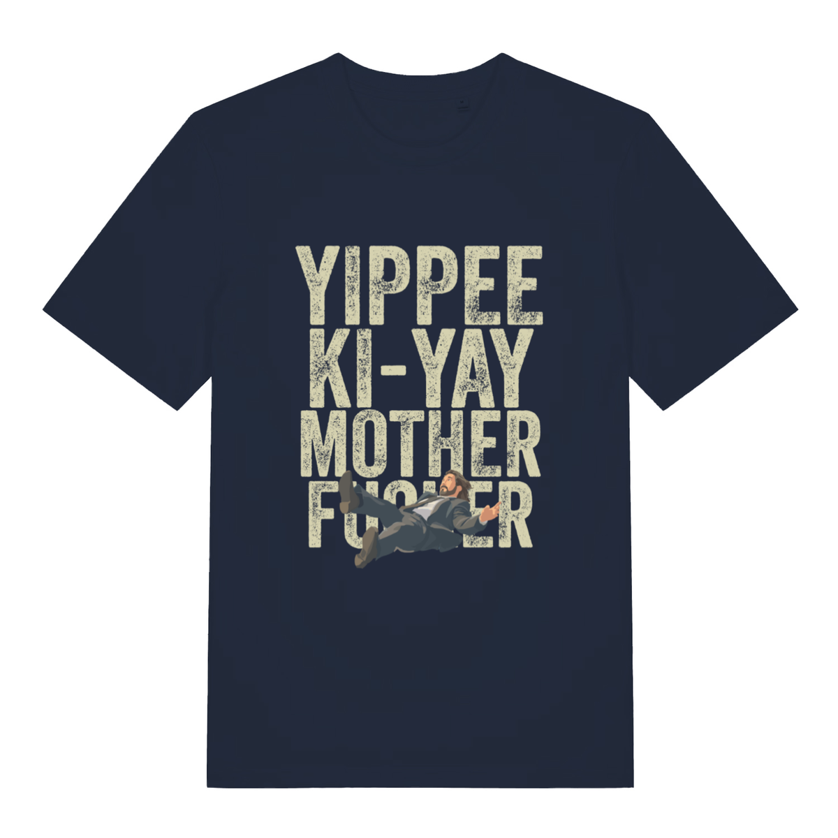 Navy Yippee Ki-Yay men’s funny Christmas t-shirt with ultimate yippee ki-yay action print  