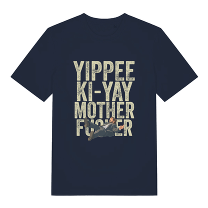 Navy Yippee Ki-Yay men’s funny Christmas t-shirt with ultimate yippee ki-yay action print  