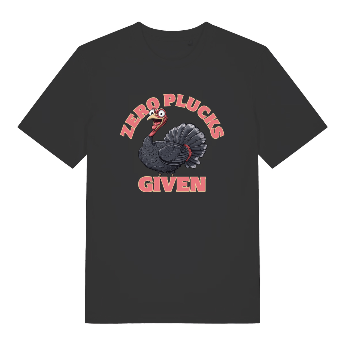 Black Zero Plucks Given women’s funny Christmas t-shirt with cartoon turkey design  