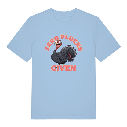 Sky blue Zero Plucks Given women’s funny Christmas t-shirt with ultimate zero fucks turkey design  