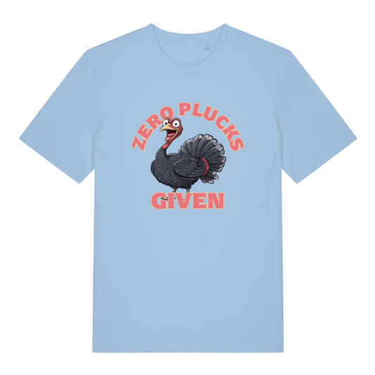 Sky blue Zero Plucks Given women’s funny Christmas t-shirt with ultimate zero fucks turkey design  