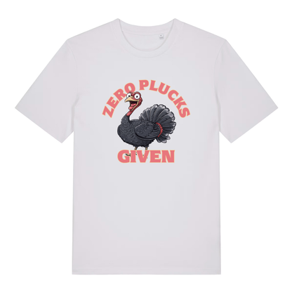 White Zero Plucks Given women’s funny Christmas t-shirt featuring classic turkey attitude print  