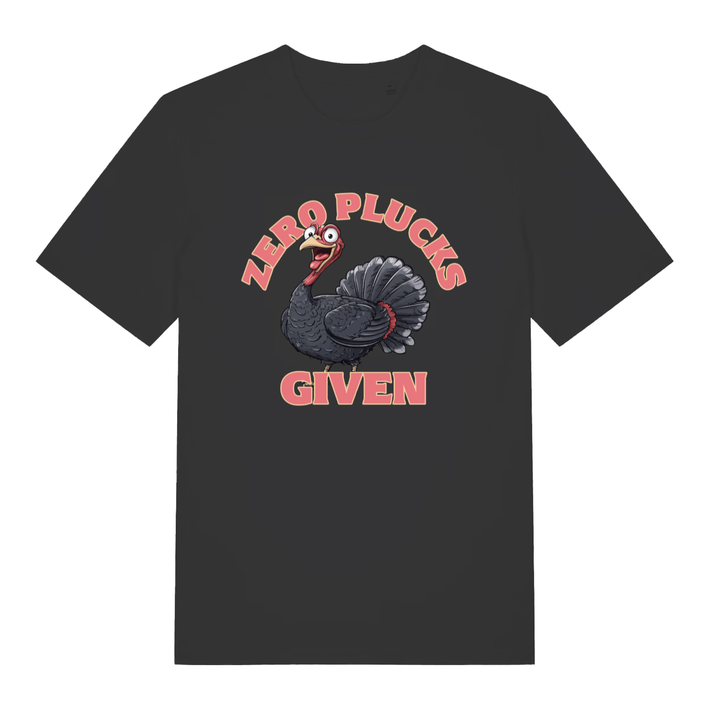 Black Zero Plucks Given men’s funny Christmas t-shirt with cartoon turkey design  