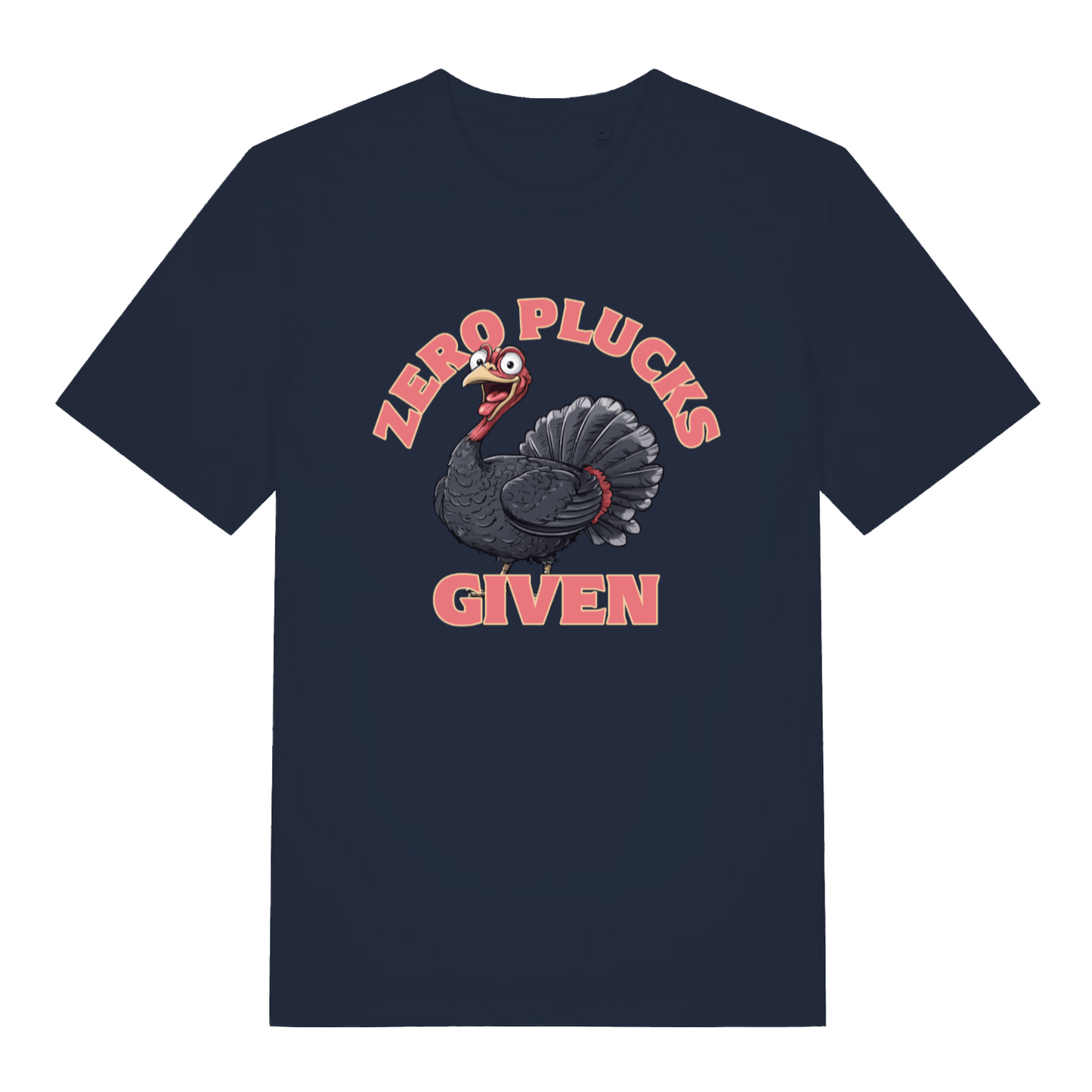 Navy Zero Plucks Given men’s funny Christmas t-shirt featuring classic zero plucks turkey print  