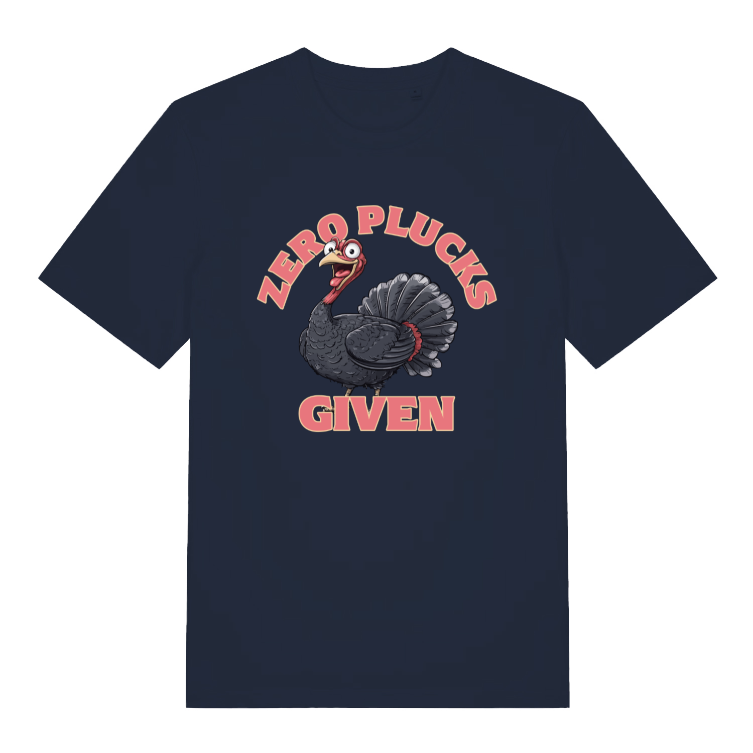 Navy Zero Plucks Given men’s funny Christmas t-shirt featuring classic zero plucks turkey print  