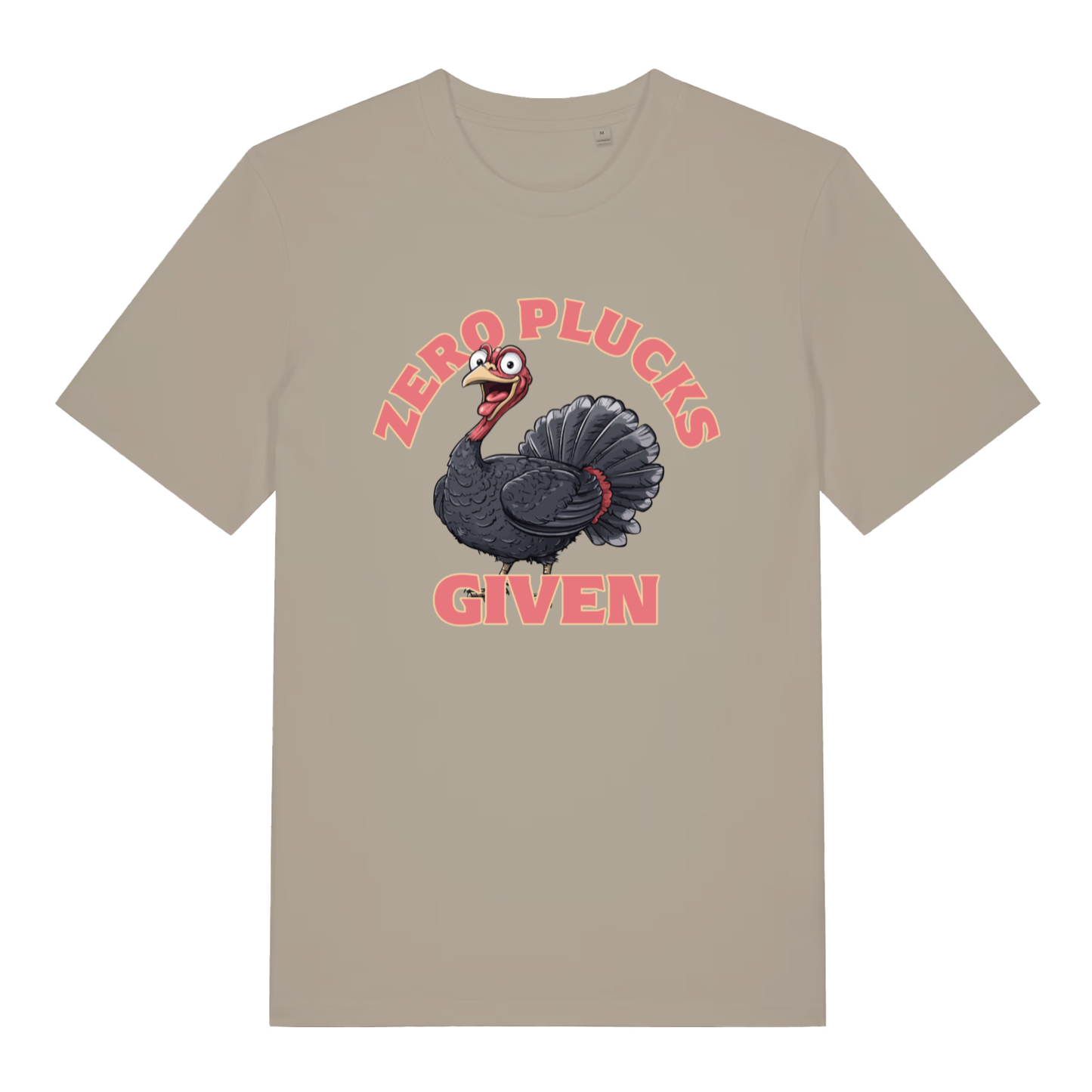 Stone Zero Plucks Given men’s funny Christmas t-shirt showing wide-eyed turkey graphic  