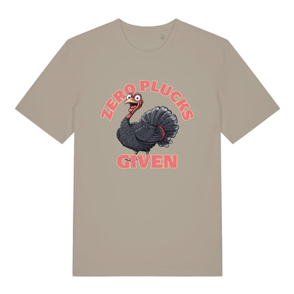 Stone Zero Plucks Given men’s funny Christmas t-shirt showing wide-eyed turkey graphic  