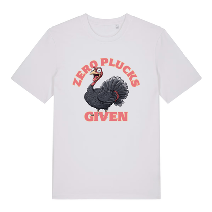 White Zero Plucks Given men’s funny Christmas t-shirt with ultimate zero fucks turkey design  