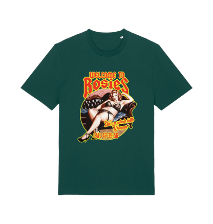 green music t-shirt with the graphic of a lady in underwear and the logan 'welcome to rosies'