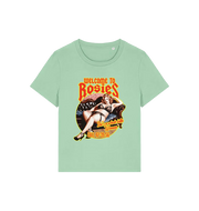 mint green music t-shirt with the graphic of a woman in her underwear and the slogan 'welcome to rosies'