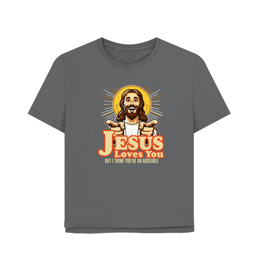 Slate Grey Jesus Loves You Women's Relaxed Fit T-shirt