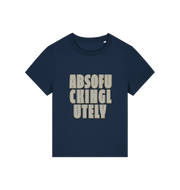 navy women's funny slogan t-shirt with 'absofuckinglutely'