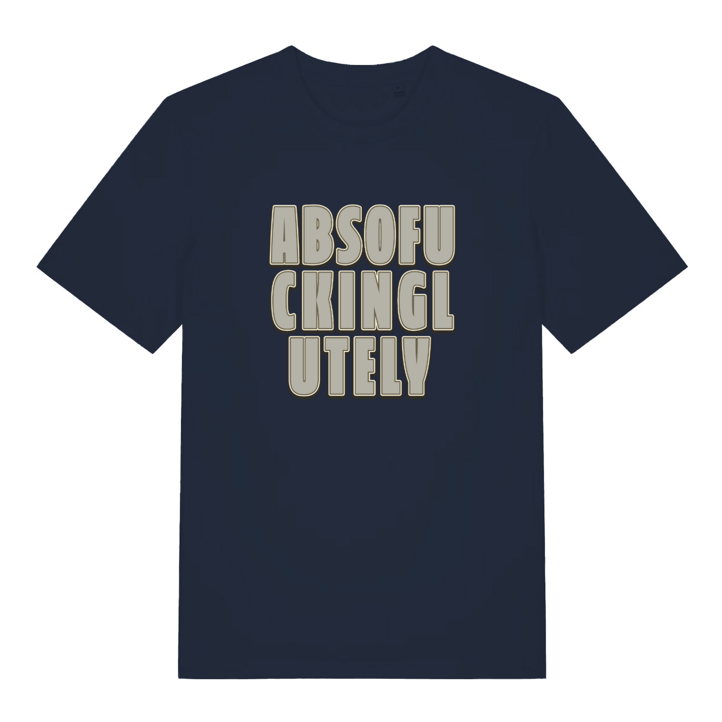navy women's slogan t-shirt with the text 'absofuckinglutely'