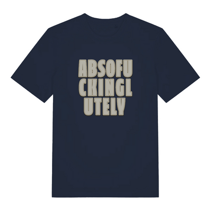 navy women's slogan t-shirt with the text 'absofuckinglutely'