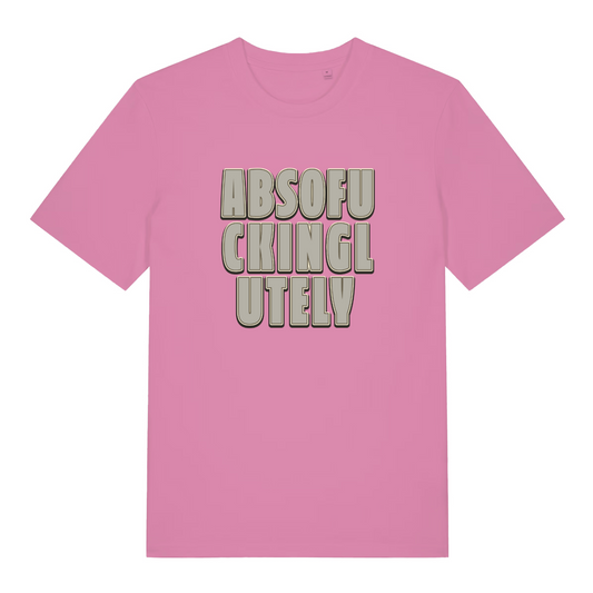 pink women's slogan t-shirt with the text 'absofuckinglutely'