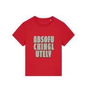 red women's funny slogan t-shirt with 'absofuckinglutely'