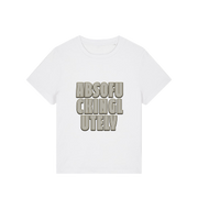 white women's funny slogan t-shirt with 'absofuckinglutely'