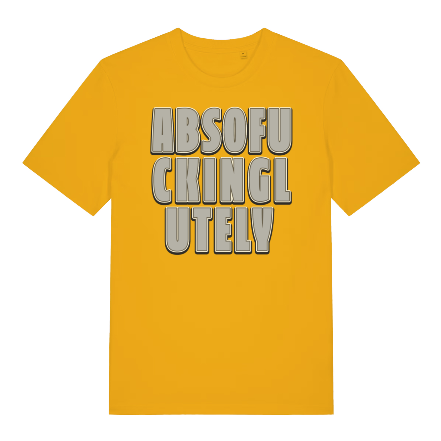 yellow funny slogan t-shirt with the slogan 'absofuckinglutely'