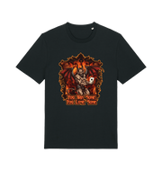 Black music t-shirt with the graphic of the devil holding a playing card