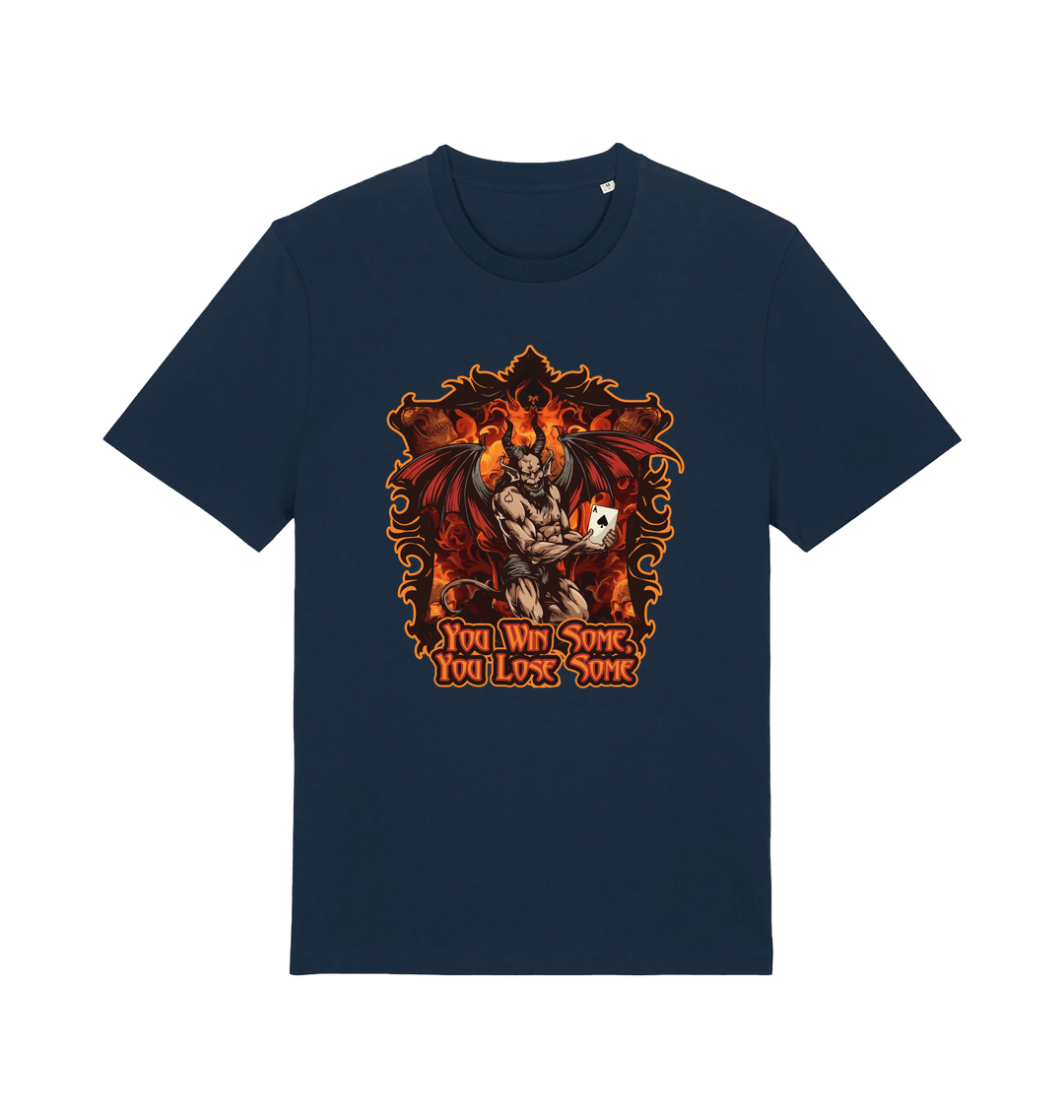 Navy music t-shirt with the graphic of the devil holding a playing card