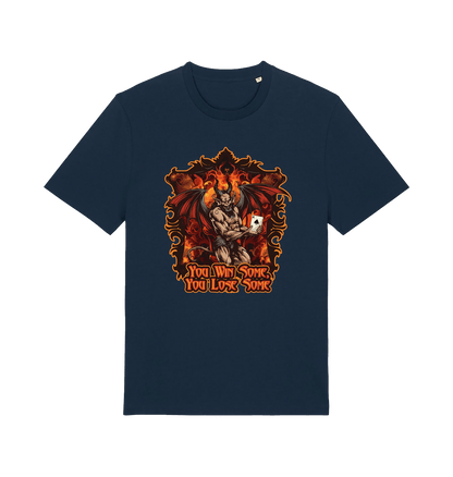 Navy music t-shirt with the graphic of the devil holding a playing card