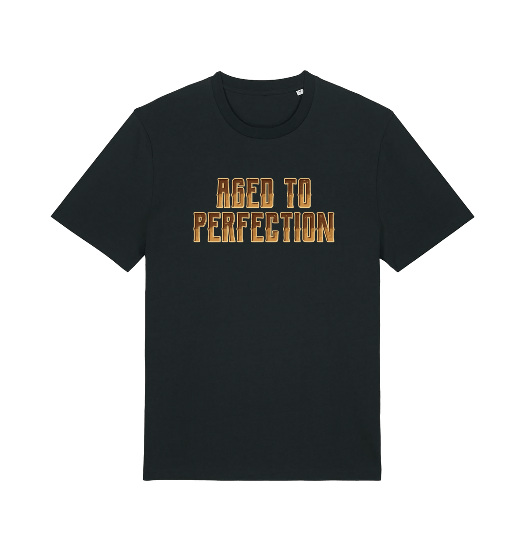 Black slogan t-shirt that reads aged to perfection