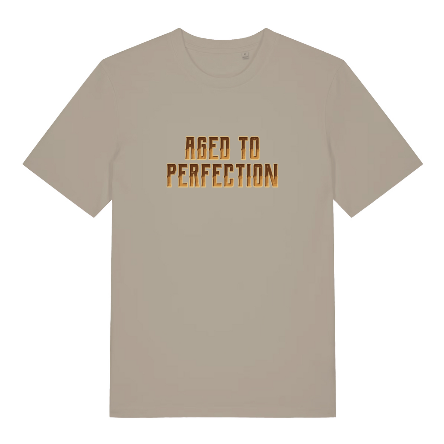 stone slogan t-shirt with 'aged to perfection'